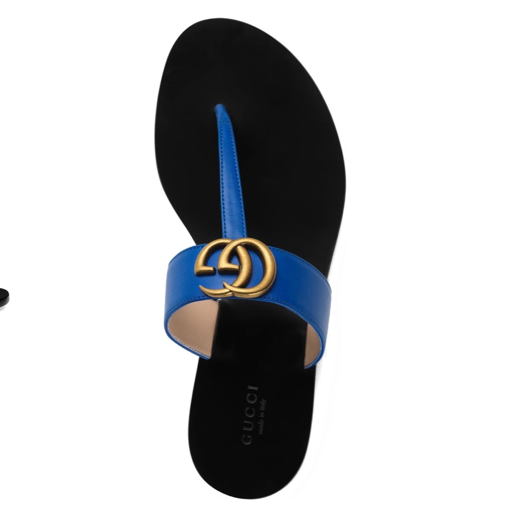 GUCCI Marmont T-Strap Sandal Blue Summer 5.5 - Picture 2 of 7